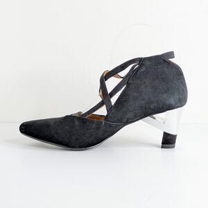 United Nude Teka Black Suede Strappy Bootie 39 Mid Heel Architectural Edgy